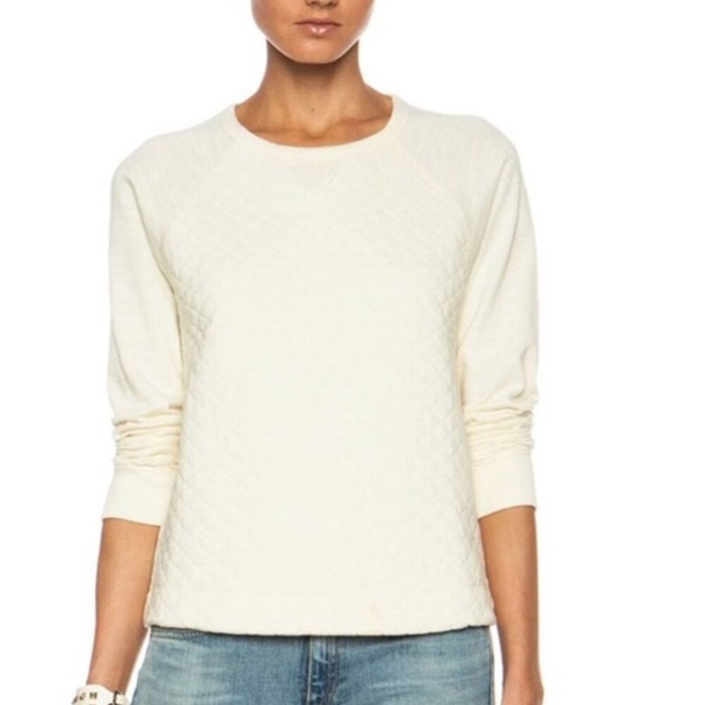 Rag & Bone Rein Quilted Sweatshirt Womens Small Cream Raglan